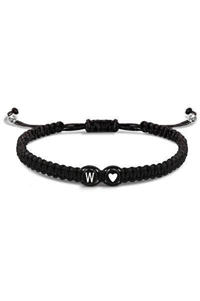 Choice W 26 Letters Initial Heart Bracelets Handmade Adjustable A-Z Name Brai...