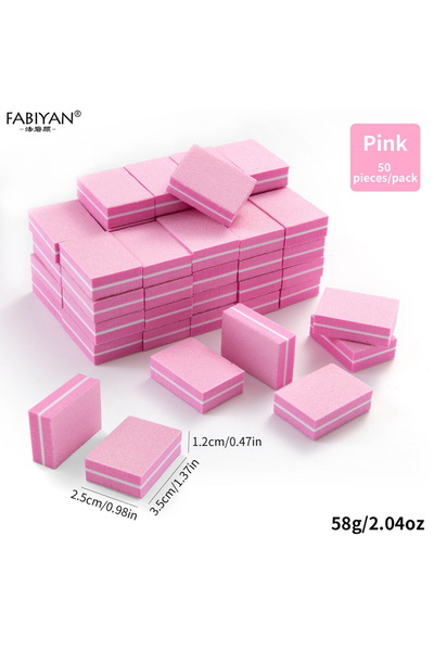 Choice عبوة من 50 قطعة من مبردات الأظافر الإسفنجية الصغيرة ذات الوجهين، لون و...