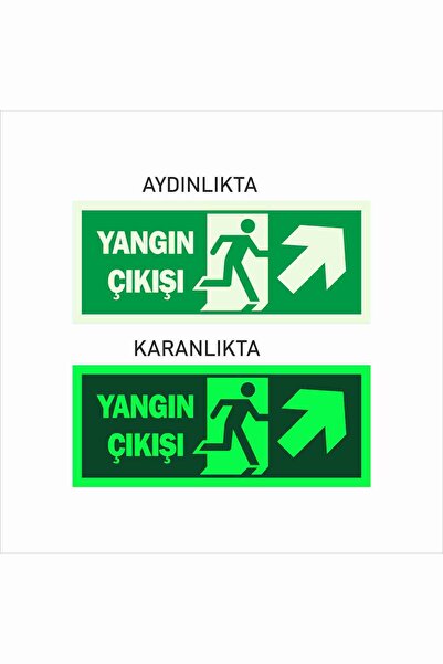 Sek Trend Fotolümen Fosforlu Acil Çıkış Folyo Sağ yukarı Yön Levhası 19.5x8 cm