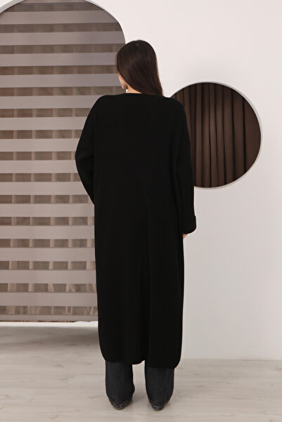 ALCHON V-Neck Off-The-Shoulder Folded Wide Long Sleeves Plain Pattern Ankle-Length Oversized Oversized Spring Knitwear Cardigan