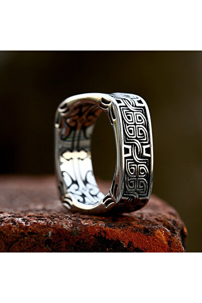 Choice 12 Style A Vintage Fashion Square Embossed Pattern Rings For Men Women Stainless Steel Nordic Viking