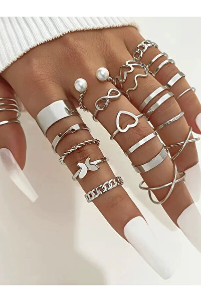 Choice AYA55912 28pcs Fashion Ring Set for Women Heart Shaped Design Geometri...