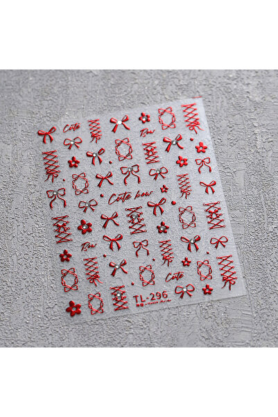 Choice ملصقات تزيين الأظافر TL296 5D Mini Ribbon Bow Febb Red Bowcont فيونكة ...