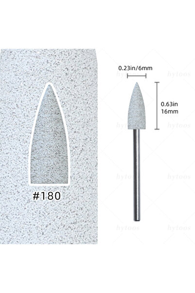 Choice12 Gray HYTOOS 6*16mm Cone Silicone Nail Drill Bits 3/32" Pedicure Poli...