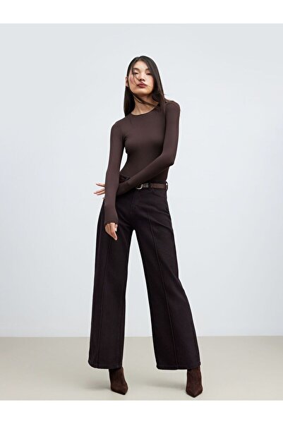 LC Waikiki LCW Vision Beli Kemerli Wideleg Kadın Jean Pantolon