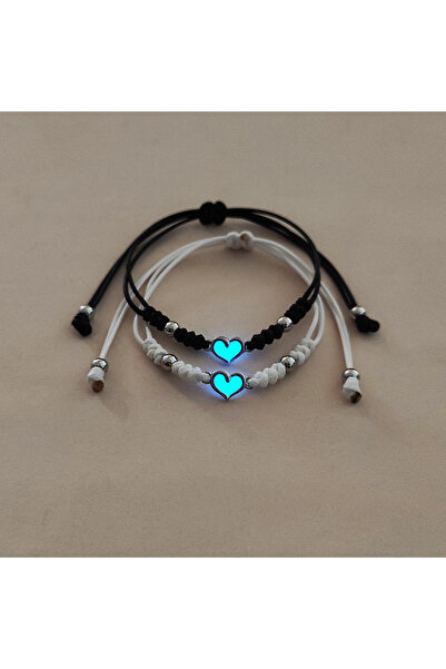 Choice 25.5cm B666 Luminous Couples Bracelets Set of 2 Handwoven Fashion Hear...