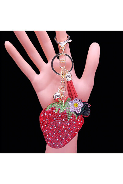 Choice GD Fashion Strawberry Fruits Crystal Keychain Gold Color Tassel Flower...