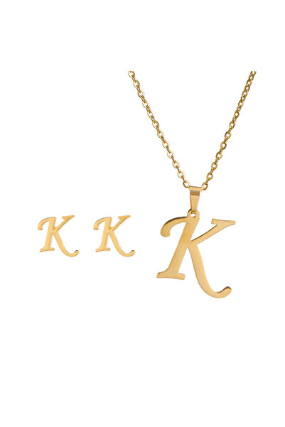 Choice Sliver K Fashion Stainless Steel Alphabet Initial Necklace 26 English ...