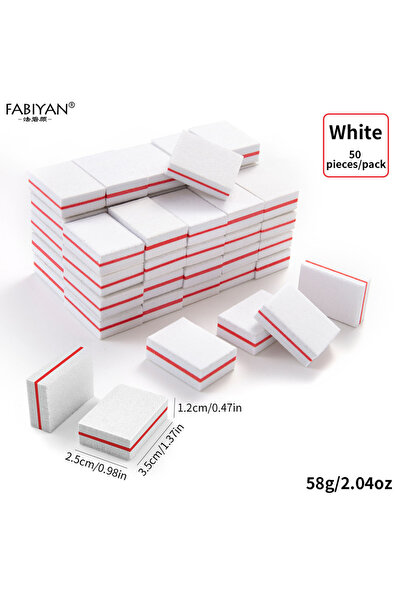 Choice white 50Pcs/pack Mini Sponge Nail Buffer Block Double Sided Texture Na...