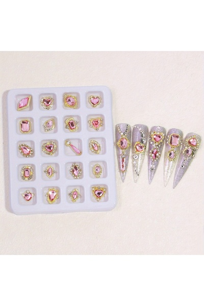 Choice زينة أظافر أنيقة ثلاثية الأبعاد مصنوعة من سبيكة معدنية باللون الوردي، ...