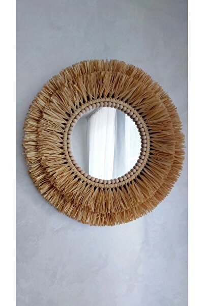 almiraevsanatları tekli boncuklu duvar süsü aynalı rafya