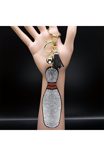 Choice A GD Bowling Bowl Keychain Rhinestone Gold Color Car Key Ring Sports L...
