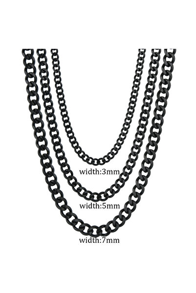 Choice سلسلة كوبية من الفولاذ المقاوم للصدأ، عرض 7 مم، طول 60 سم، لون أسود، س...