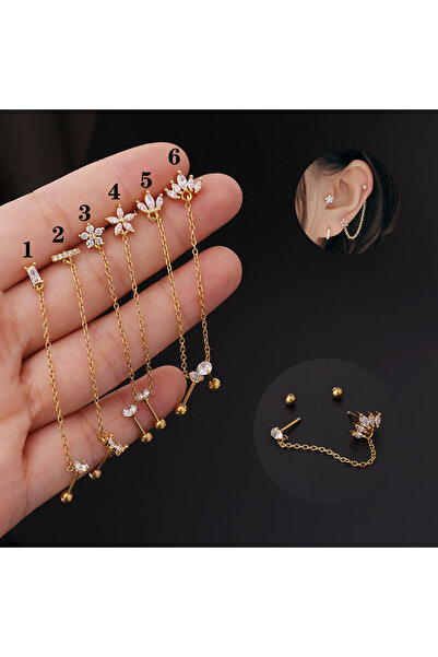 Choice أقراط ذهبية من التيتانيوم النقي بنسبة 99%، قطعة واحدة، بتصميم سلسلة مز...