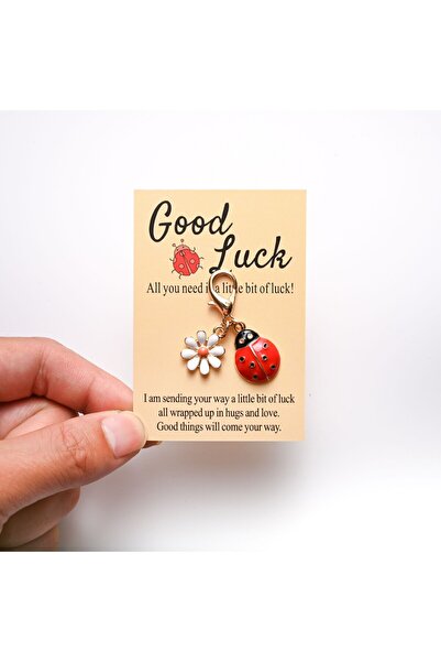 Choice Red New alloy oil-dripping insect ladybug Daisy keychain pendant, holi...