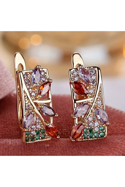 Choice WF5536-1 Luxury Flower Pendant Earrings with Colored Zirconia Elegant ...