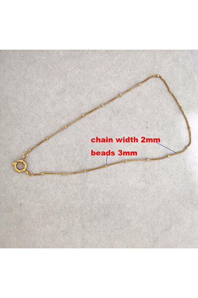 Choice قلادة بطول 45 سم، سلسلة خرز، مشبك مرساة ذهبي، قلادة تشوكر من الفولاذ ا...