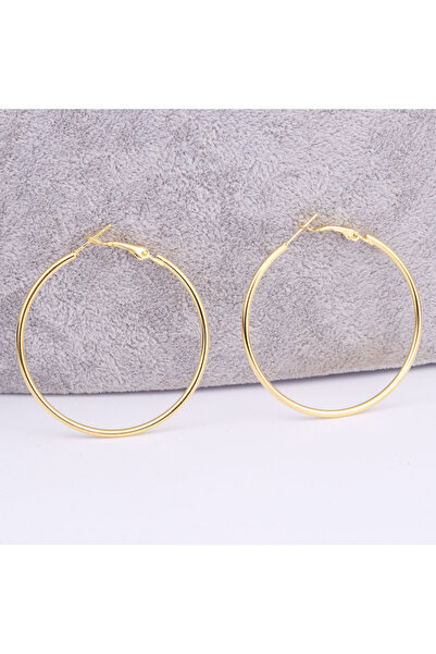 Choice أقراط دائرية كبيرة وناعمة مطلية بالذهب عيار 50 مم، بقطر يتراوح بين 30 ...