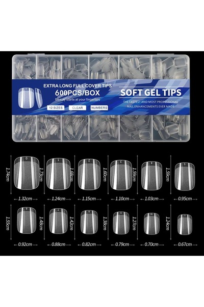 Choice 600 قطعة من أطراف الأظافر اللوزية البيضاء، نصف لامعة، تغطية كاملة، أطر...