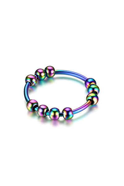 Choice 8 Multicolour New Stainless Steel Beads Anxiety Rings Stress Relief Fi...