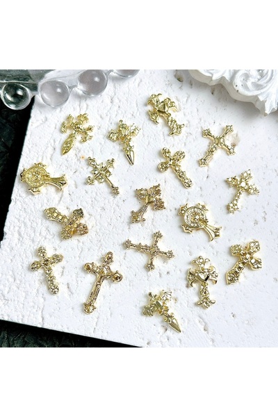 Choice 20 قطعة من زينة أظافر على شكل صليب كلاسيكي ثلاثي الأبعاد من سبيكة معدن...