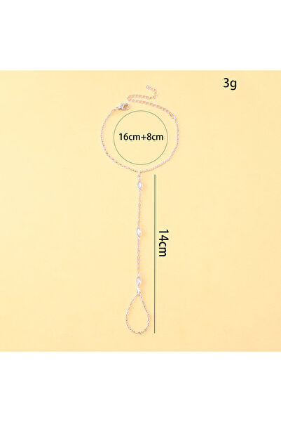 Choice B664 2silver سلسلة يد ذهبية اللون بتصميم عصري مع حلقات على شكل قطرات م...