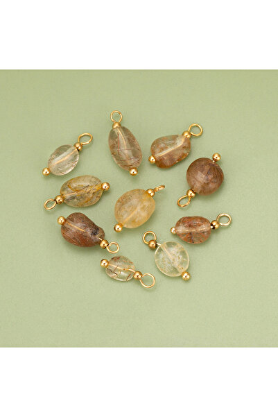 Choice مجموعة من 10 قطع من تعليقات وقلادات الأحجار الطبيعية المطلية بالذهب، مصنوعة يدويًا بجودة عالية، من تصميم كوارت روتيليد، مثالية لصنع المجوهرات بنفسك.