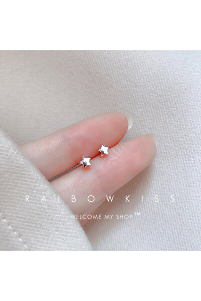 Choice قطعتان من أقراط فضية عيار 925 بتصميم نجمة صغيرة وقلب وفراشة، لون فضي، ...