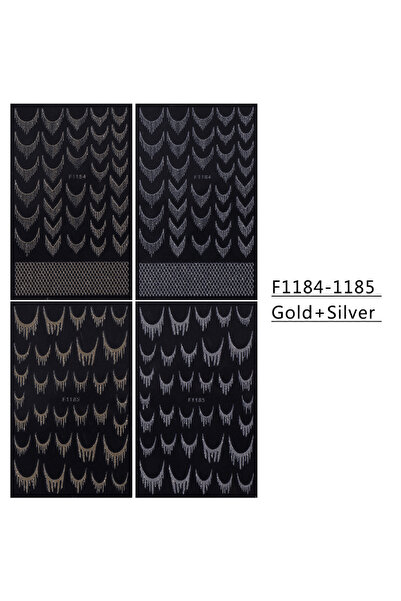 Choice F1184 1185 4 قطع ملصقات فن الأظافر بخطوط فرنسية، لامعة باللون الذهبي و...