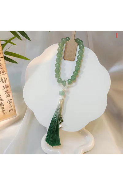Choice I Green Jade Stone 12mm Beads Tassel Bracelet Necklace Tibetan Buddhis...