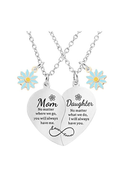 Choice طقم قلادة متطابقة من الفولاذ المقاوم للصدأ بتصميم زهرة الأقحوان للأم و...