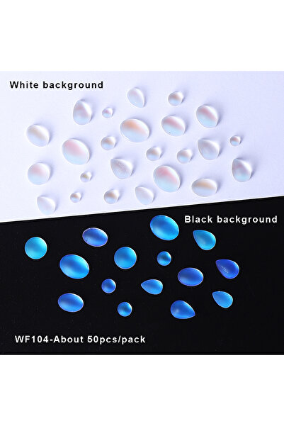 Choice WF104-50pcs 50pcs Mixed Blue Tears Cat Eye Nail Charms Blue Matte Transparent Bottom Water Drop Glas