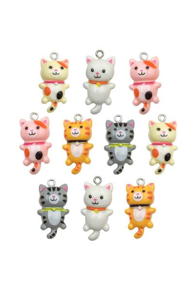 Choice style 1 10pcs Mixed Cartoon Cute Cat Design Charms 3D Luminous Resin Animal Pendants For DIY Bracele