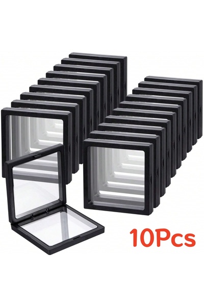 Choice علبة عرض شفافة عائمة من البولي إيثيلين، 9×9×2 سم، 10 قطع، لحفظ المجوهر...