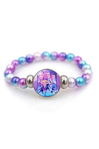 Miniso 02 KPop Demon Hunters Bracelets Girls Fashion Beaded Wristband Cute Cartoon Figure Jewelry Accessori