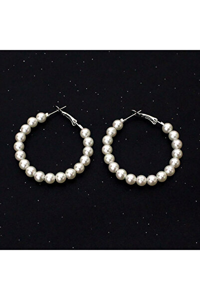 Choice silver40mm Fashion Gold Silver Color Imiation Pearl Hoop Earrings 3 Si...