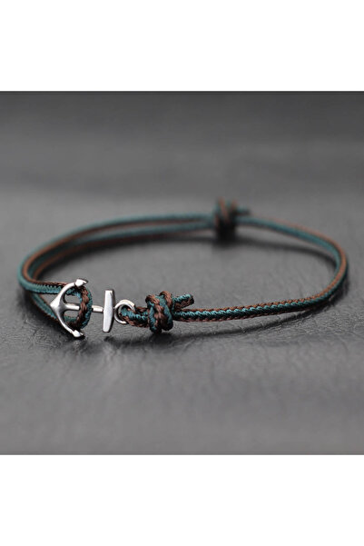 Choice darkgreen New Men Anchor Bracelet Ethnic Style Fine Rope Stainless Ste...