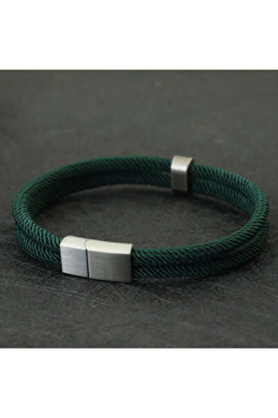 Choice 20.5cm8.1Inches green New Fashion Rope Bracelet Men Silver Color Stain...