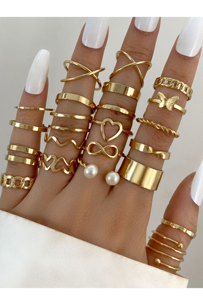 Choice AYA5591 28pcs Fashion Ring Set for Women Heart Shaped Design Geometric...