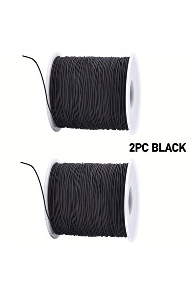 Choice قطعتان أسودتان، قطعة واحدة بطول 50 مترًا/164 قدمًا من خيط الخرز المطاطي بألوان قوس قزح - مرن، متين، نابض بالحياة لصنع المجوهرات