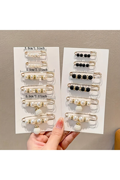 Choice 12 قطعة متنوعة بدون بطاقة، 6/12 قطعة بروش لؤلؤي أنيق، مشبك حزام خصر، مشبك فستان، قبعة، شال، ملابس أنيقة