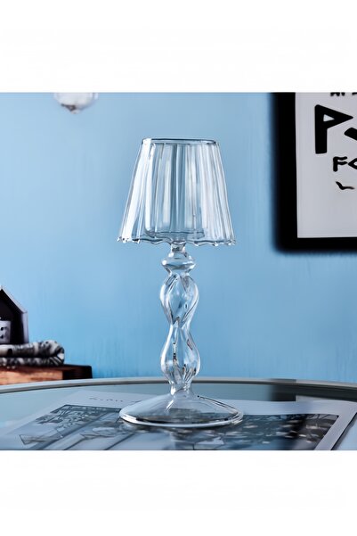 HALAMODO حامل شموع زجاجي على شكل مصباح مكتبي، حامل شموع زجاجي على شكل إعصار، ...