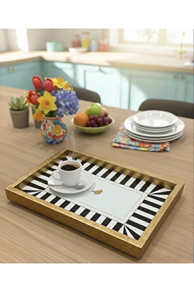 Leila Luxury Framed Love Birds Glass Presentation Tray 32X22 cm