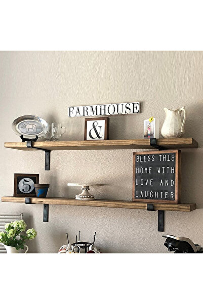 Artenova Set of 2 wall shelves, walnut