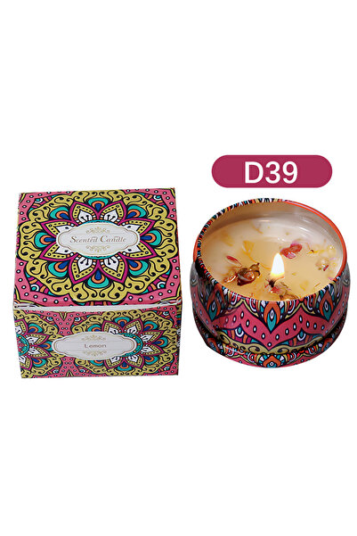 L&Wen Scented Candles, Luxury Aromatherapy Candles With Dry Flowers for Home SPA(Lemon)