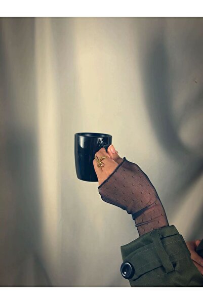 Venlisa Uzun Siyah Puantiyeli Yetişkin Tül Eldiven