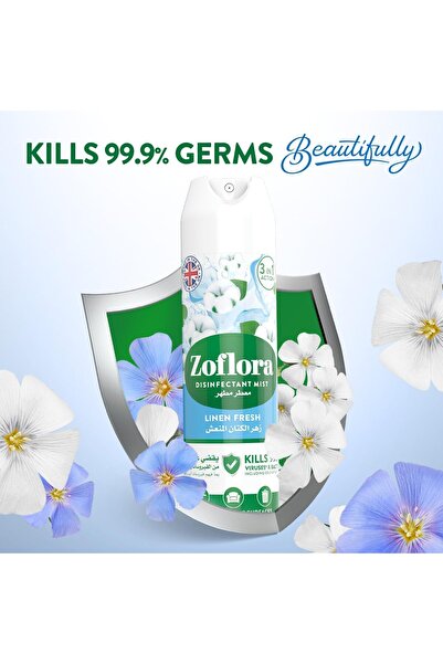 Zoflora بخاخ مطهر، برائحة الكتان المنعشة، 300 مل، بخاخ منظف متعدد الأغراض