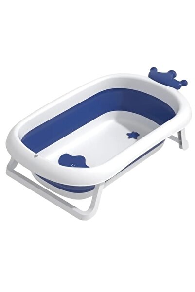 Artenova Cadita de baie pliabila pentru bebe cu sezut antiderapant, albastru cu alb