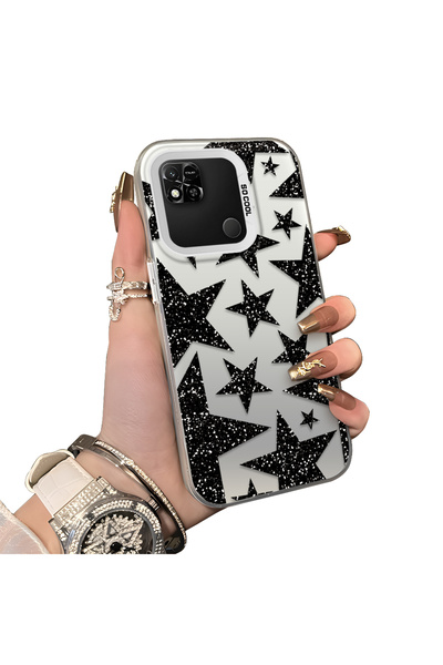 ucuc Redmi 10A Compatible Silicone Edge Hard Back Anti-Fall Case Star Patterns