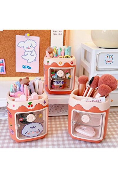 synshop Kawaii Cat Teddy Bear Tabletop Pen Holder Pencil Case 1 Piece Organiz...